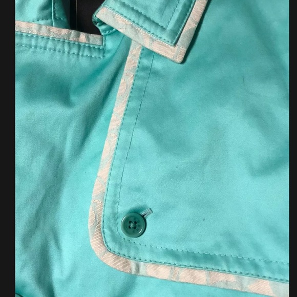 Y2K Coach Long Coat w/ Logo Lining in Tiffany Blue - Picture 5 of 11